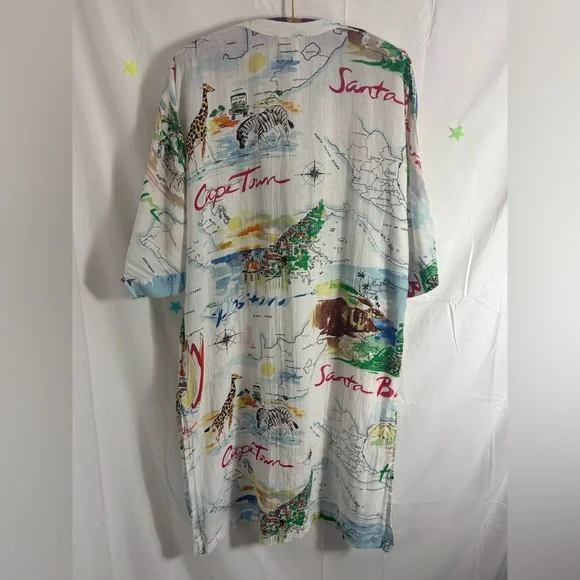 Gap Love Dreamwell Print Crinkle Popover Linen Blend Oversized Shirt Dress  M - Picture 2 of 16